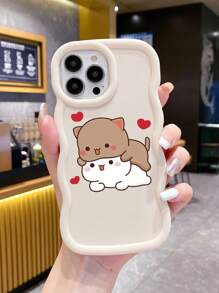 1 pieza Funda de teléfono con diseño de gato de dibujos animados, compatible con iPhone 17/17 Air/17 Pro/17 Pro Max, compatible con iPhone 13/14/15/16/16 Plus/16 Pro Max, compatible con teléfonos Galaxy, carcasa protectora - Multicolor - Ver 2