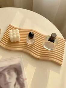 1pc Wave-Shaped Wooden Tray For Desserts, Coffee & Tea, Nordic Style Aromatherapy Tray, Jewelry Organizer & Home Decoration Back To School
