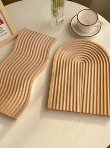 1pc Wave-Shaped Wooden Tray For Desserts, Coffee & Tea, Nordic Style Aromatherapy Tray, Jewelry Organizer & Home Decoration Back To School