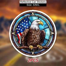 2Pcs/Set Flag Of The United States Eagle Logo Car Decal Vinyl Reflective Decal Sticker For Automobile Motorcycle Windows Trucks Bumper Decor - Multicolor - View 9