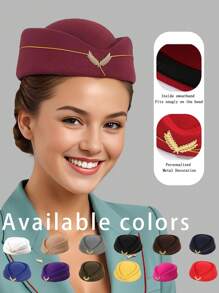 Cosplay-Accessoires Stewardess Hut weibliches Baskenmütze-Hut-Kostümrequisit Stewardess gleicher Stil Flughut Damen-Live-Requisiten-Hut Osterhut Urlaubsparty-Sammelhut - Verschiedenfarbig - Übersicht 11