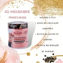 Kit 4 Gel Redutor De Medidas Pimenta Negra 200g - Combate Estrias e Celulite - Multicolorido - Visão 4
