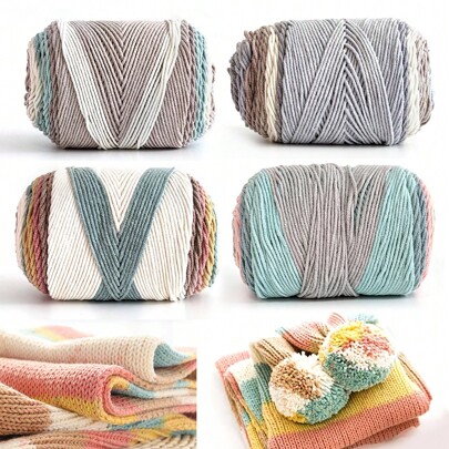 1pc 5-Strands Rainbow Color Yarn Ball, 100g, Handicraft DIY Knitting Dolls, Pillows Or Blankets