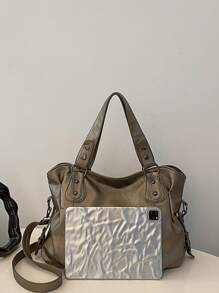 新款大容量簡約休閒手提袋 - 香檳色 - 查看 5