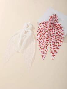 2 Stück Damen Gänseblümchen & Erdbeere Oversized Scrunchies, bohemian Stil Haarzubehör geeignet für Lässig und Urlaubskleidung, Haargummi, Haarzubehör, Scrunchie Haargummis