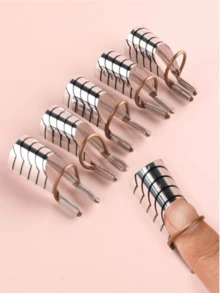 5 Pcs Silver Reusable Nail Extension Forms Guide Protector Nail Tips Acrylic UV Gel Protector French Nail Forms For Nail Manicure Accessory Nail Salon Home Supply,Aluminum Nail Extension Pallets - Reusable Nail Art Extension Sticker Builder Form Guide Stencil - Manicure Tools For Perfect Nail Designs - Silver - View 1