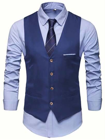 4-Button New Suit Vest For Men, Groomsmen Formal Attire, Business Casual Waistcoat, Korean Style