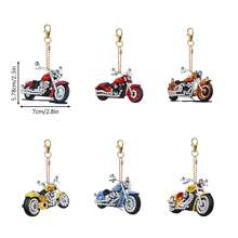 6pcs DIY Diamond Painting Keychain - Motorcycle - Multicolor - View 2