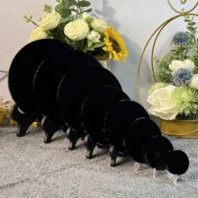 1入天然水晶黑曜石鏡面石頭，天然黑色石英鏡面珠寶，占卜鏡，黑曜石盤，家居裝飾，特別禮物