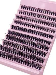 200 Pcs Lash Clusters 8-16MM D Curl DIY Individual Lashes Fluffy Wispy Eyelash Extensions Reusable Natural Look At Home Lash Kit - C - View 3