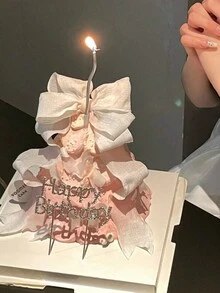 A Beautiful Wishing Tree-Shaped Cake Decorated With Rhinestone Happy Birthday Plug-In Fairy Birthday Bow Ribbon Dress Cake Decorating Cake Topper Cake Decorations Cake Decor Cake Decorating Tools - Multicolor - View 3