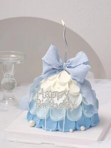 A Beautiful Wishing Tree-Shaped Cake Decorated With Rhinestone Happy Birthday Plug-In Fairy Birthday Bow Ribbon Dress Cake Decorating Cake Topper Cake Decorations Cake Decor Cake Decorating Tools - Multicolor - View 4