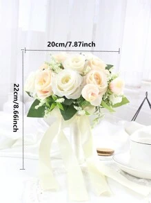 1 Buquê de Casamento Elegante de Rosa de 18 cabeças para Noiva Dama de honra, Buquê de rosa de seda artificial, perfeito para decoração de centro de cerimônia, buquê para jogar em noivado, chá de panela e aniversário de casamento.