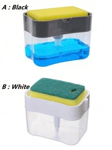 1pc Kitchen Dishwashing Soap Dispenser - Black - View 3