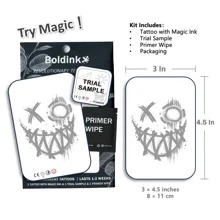 1套革命性技術紋身貼紙，半永久性刺青，笑臉，小丑，暫時性刺青，持久，仿真紋身，防水，紋身效果逼真，植物基礎，刺青，X001 - 黑色 - 查看 3