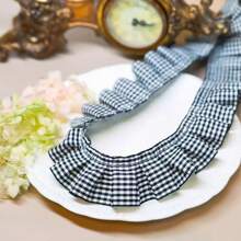 1捲/2碼3.8cm寬多色朝陽格子褶皺荷葉邊蕾絲修邊配件，寵物項圈家居裝飾布藝枕頭裝飾（不含塑料軸） - 彩色 - 查看 10