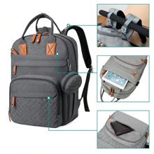 1pc Diaper Bag Backpack, Maternity Baby Nappy Changing Bags For Boys & Girls, Multifunction Waterproof Travel Back Pack With Stroller Straps & Pacifier Case, Travel Tote, Baby Registry Search & Shower Gifts Newborn Essentials & Items For Mom - 黑色 - 查看 6