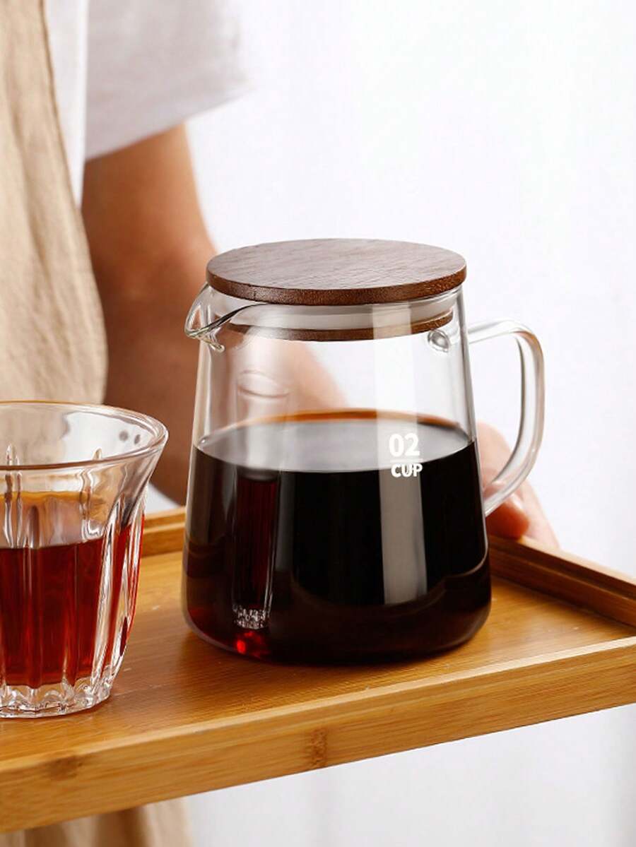1pc Acacia Coffee Glass Pot High Borosilicate Hand Drip Coffee Pot