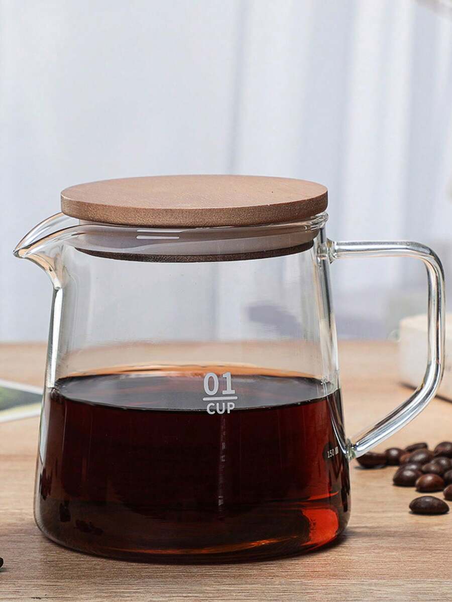 1pc Acacia Coffee Glass Pot High Borosilicate Hand Drip Coffee Pot