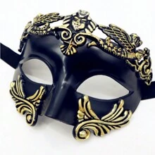 1 Peça Máscara Masculina de Baile de Máscaras, Máscara de Rosto Metade de Guerreiro Antigo Romano Grego, Baile de Máscaras de Halloween Veneziano, Carnaval, Festa de Mardi Gras, Casamento, Festa Temática de Fantasia - Multicolorido - Visão 3