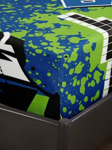 3入組床上用品套裝（1枚床墊套+2枚枕套，不含枕芯），高清印花足球、運動與字母圖案，適用於家庭和宿舍使用