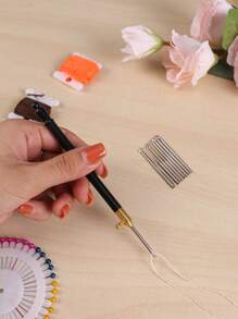 Ganchos de ganchillo de encaje (0.5-2.75mm, 10 ganchos reemplazables), rosa/negro/azul - Multicolor - Ver 3