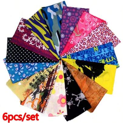 6 piezas/paquete Pasamontañas mágico sin costuras para deportes al aire libre, protección contra el viento y el sol, máscara para el cuello, adecuado para ciclismo, motociclismo y esquí, unisex