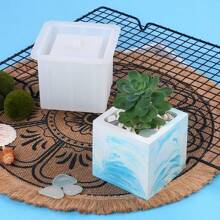 多肉植物花盆硅胶模具水泥滴胶石膏烛台装饰收纳盒 - 白色 - 查看 3