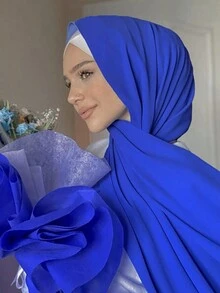 1box Ladies' Solid Color Chiffon Hijab Gift Set For Muslim Weddings (3pcs Hijabs + 2pcs Hijab Pins) - View 4