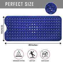 1pc Bath Mat - Lux Decor Non-Slip Durable PVC Tub Mat With Suction Cups And Drainage Holes - 40x16 Inches- For Shower And Bathtub Comfort, Roll-Up Storage, Home Decor, Back To School, Graduation Gifts-, Spring Cleaning Upgrade, Valentine's Day Spa Feel, Safety First, Quick Dry Surface, Mold Resistant, Easy Clean, Comfortable Standing, Shower Essential, Bathtub Safety, Bathroom Upgrade, Daily Use Mat, Home Basic, Family Use, Everyday Living - 藏蓝色 - 查看 4