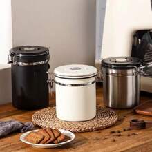304 Stainless Steel Sealed Canister With Spoon And Air Vent, For Coffee Bean Storage, Tea Leaves, Milk Powder - Multicolor - View 8