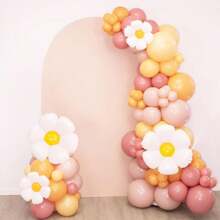 Set de 100 piezas que incluye: Globos con flores de margarita en estilo bohemio en colores blanco, rosa, nude y arena; guirnalda de globos; y decoración retro para fiesta de cumpleaños, Navidad u otras celebraciones - 1 - Ver 13