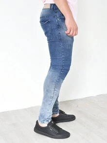 Men Pants - 中等水洗藍 - 查看 2