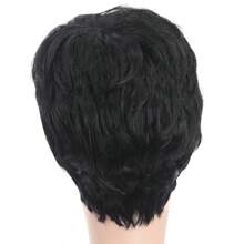Synthetic Men's Short Straight Wig Black For Men Hair Fluffy Realistic Natural Headpiece Hair Heat Resistant For Daily Party