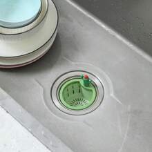 Colador de desagüe del fregadero de la cocina con diseño de cactus, canasta autofiltrante de prensado automático de 2024, cesta elevadora multifuncional con filtro de red para el hogar, colector de residuos de cocina - Multicolor - Ver 9