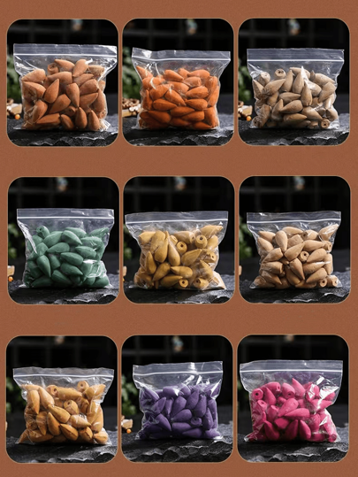 Backflow Incense Cone Waterfall Incense For Meditation, Yoga, Prayer, Gift Rose Tulip Jasmine Lavender Osmanthus Lily Sandalwood Agarwood For Backflow Incense Burner Base Natural, Halloween, Spooky, Autumn, Winter, Holiday, Festival Gifts Birthday Graduation