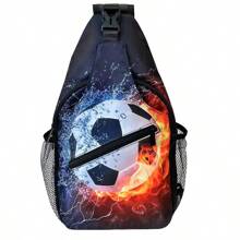 Bolsa de hombro ligera estilo bandolera con diseño de fútbol de caricatura, mochila deportiva, día de mochilero para niños, adolescentes, niños y niñas