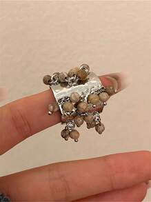 1 件复古心形吊坠流苏可调节食指戒指珠宝配饰适合女士情人节、妈妈、母亲、母亲节、礼物 - 金色 - 查看 5