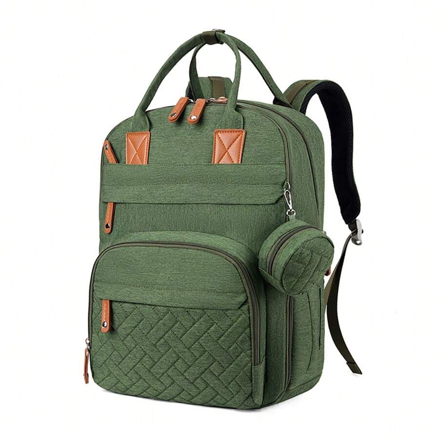 1pc Diaper Bag Backpack, Maternity Baby Nappy Changing Bags For Boys & Girls, Multifunction Waterproof Travel Back Pack With Stroller Straps & Pacifier Case, Travel Tote, Baby Registry Search & Shower Gifts Newborn Essentials & Items For Mom - màu xanh lá - Xem 1