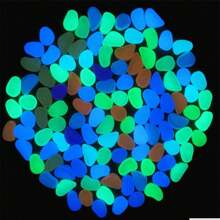 100/200/300 piezas de rocas para acuario iluminadas en azul, guijarros luminosos adecuados para jardines/peceras/acuarios/macetas de plantas/paseos de bonsáis/entradas de vehículos - Multicolor - Ver 16