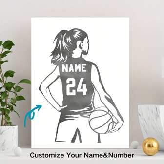 1pc Personalized Basketball Canvas Poster, Custom Basketball Canvas Wall Art, Custom Name And Number Player Jersey Wall Decoration, Thoughtful Gift For Basketball Enthusiasts And Fans, Ideal Gift For Personalized Bedroom, Living Room, Study, Gym, And Other Wall Decorations, Valentine Day, Valentine Day Decor,Multi-Functional,Durable,Kitchen,Dining Room,Bedroom,Office,Living Room,Home,Garden,Tea Room,For Anniversaries,For Birthdays,For Housewarming,For Graduation,Christmas Gift Supplies