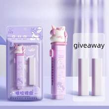 Nhiều/Bộ Bộ tẩy hoạt hình dạng đẩy dễ thương dành cho học sinh, văn phòng phẩm học tập không dấu vết - Nhiều màu - Xem 6