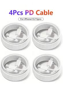 1/2/4 piezas Cable USB-C a USB-C de carga rápida, cable de 1m/39,37 pulgadas compatible con iPhone 15 Pro Max PD Type C a Type-C, cable cargador de carga rápida compatible con iPhone, iPad, /Android