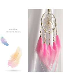 1 pieza 23 * 7cm Atrapasueños colgante para coche con pluma + colgante para coche con pluma con cuentas de cristal + anillo de hierro + hilo de cera coreano + para utilizar dentro del coche, sala de estar, estudio, porche, balcón, jardín al aire libre - Multicolor - Ver 8