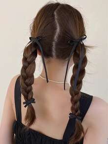 4件套女孩可爱甜美蝴蝶结发夹套装，款式多样——波西米亚森林/公主/皇冠风格，配飘带和蝴蝶结，内含鳄鱼皮发夹和多巴胺棒。适合千禧一代 (Y2K) 女孩、韩流粉丝、音乐节常客以及日常佩戴。可作为发饰礼物。 - 4個裝緞帶蝴蝶結髮夾 - 查看 10