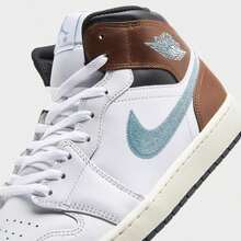 Air Jordan Retro 1 Mid SE Casual Shoes - FQ7831-142/White/Blue Grey/Black/Sail - View 4
