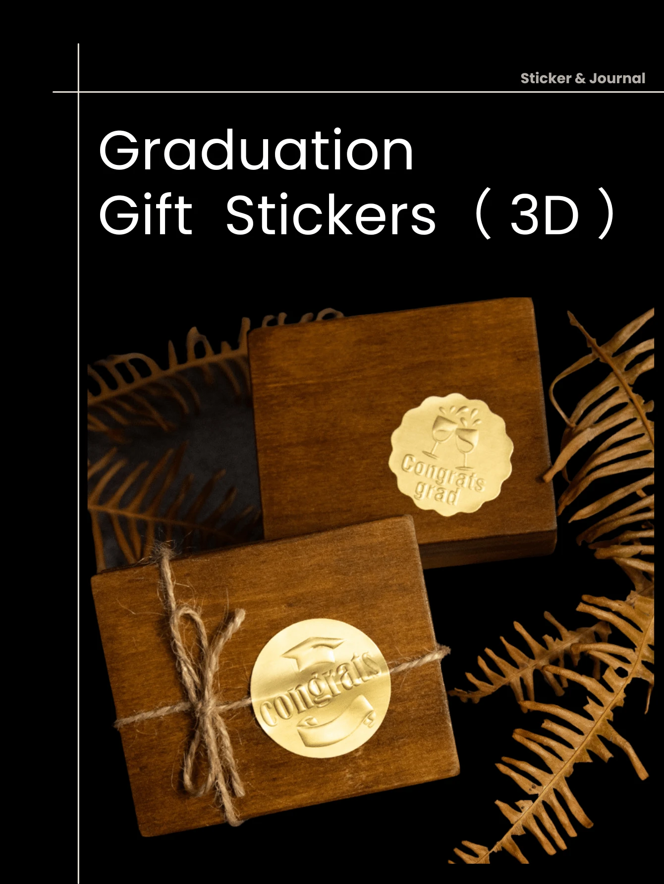 1 pieza de etiquetas adhesivas de lujo con lámina dorada y grabado en 3D - etiquetas adhesivas adornadas decorativas para sellar regalos en la temporada de graduación - Dorado - Ver 1