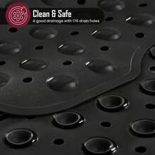 1pc Bath Mat - Lux Decor Non-Slip Durable PVC Tub Mat With Suction Cups And Drainage Holes - 40x16 Inches- For Shower And Bathtub Comfort, Roll-Up Storage, Home Decor, Back To School, Graduation Gifts-, Spring Cleaning Upgrade, Valentine's Day Spa Feel, Safety First, Quick Dry Surface, Mold Resistant, Easy Clean, Comfortable Standing, Shower Essential, Bathtub Safety, Bathroom Upgrade, Daily Use Mat, Home Basic, Family Use, Everyday Living - 黑色 - 查看 7