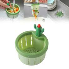 Colador de desagüe del fregadero de la cocina con diseño de cactus, canasta autofiltrante de prensado automático de 2024, cesta elevadora multifuncional con filtro de red para el hogar, colector de residuos de cocina - Multicolor - Ver 11