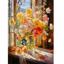 Window Flowers 5D Diamond Painting Kit, Flower Series Diamond Mosaic Picture, DIY Diamond Cross Stitch Craft, Full Rounded Drill, Suitable For Adults Beginners, Self-Designed Exquisite Home Office Wall Decoration, Ideal Gift For Festivals To Friends And Family, 30x40cm - Multicolor - View 7